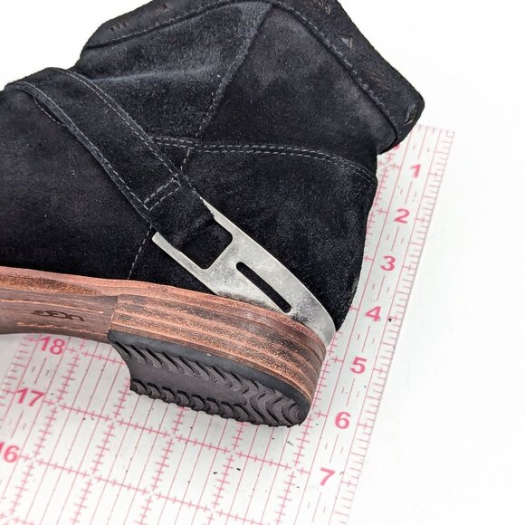 UGG Women Austin Black Suede Moto Buckle Biker Ankle Boots size 10 - Picture 11 of 11